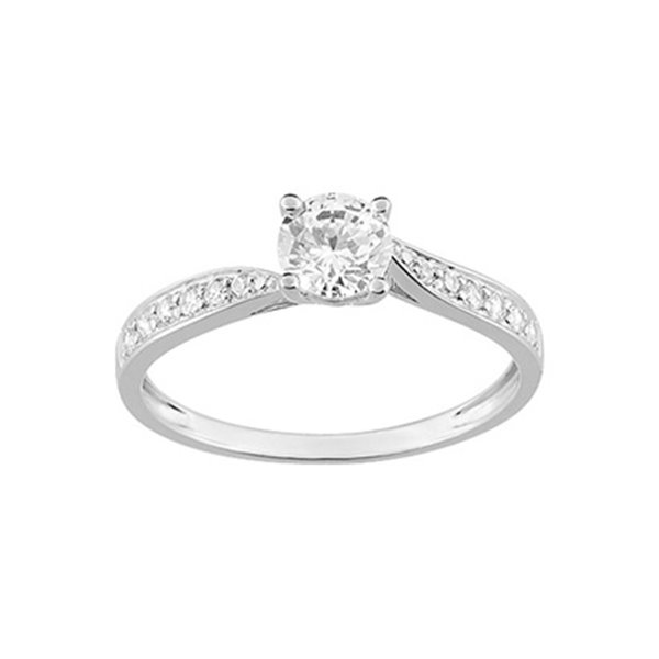 Bague oxydes de zirconium Or Blanc 375