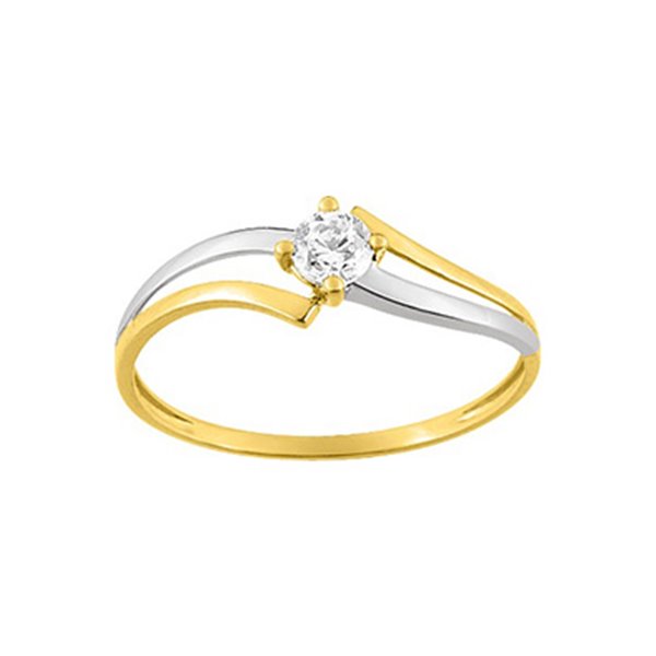 Bague oxyde(s) de zirconium bicolore Or 375
