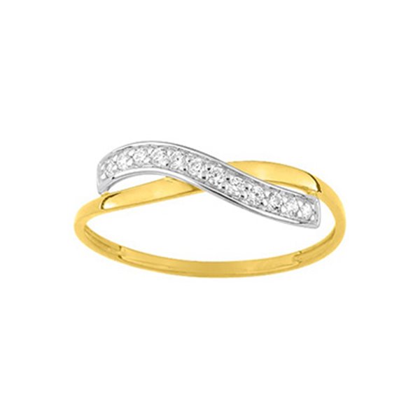 Bague oxydes de zirconium Or Jaune et Blanc Or 375