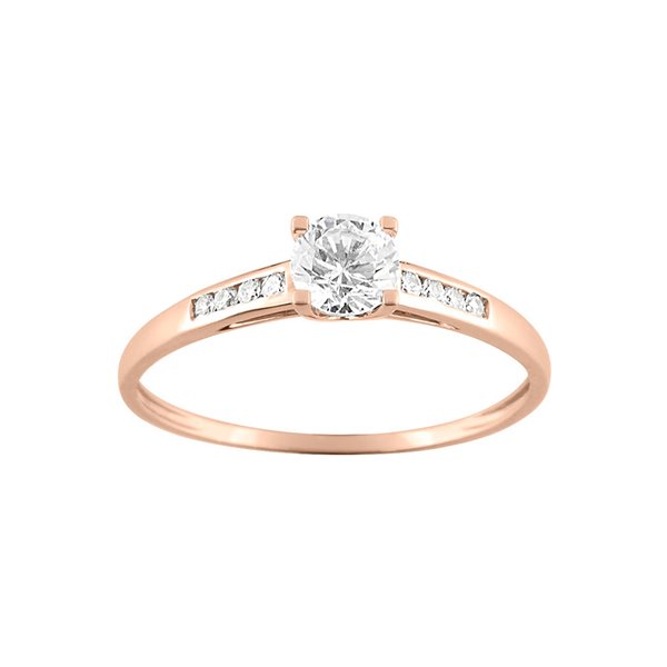 Bague oxydes de zirconium Or Rose 375