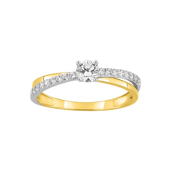 Bague oxydes de zirconium Or Jaune et Blanc Or 375