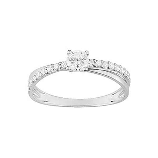Bague oxydes de zirconium Or Blanc 375