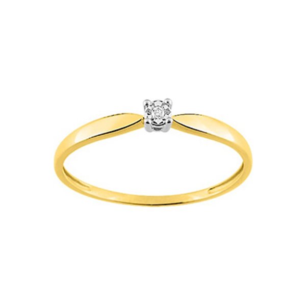 Bague diamant 0.01 bicolore Or 375