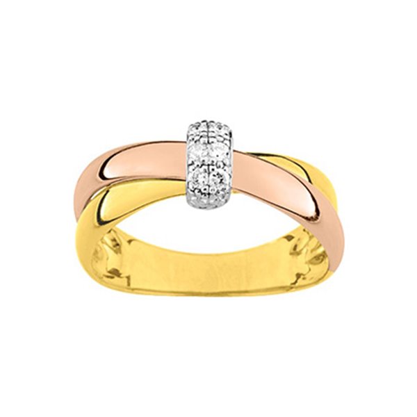 Bague diamant 0.078ct Or Jaune Rose et Blanc Or 375