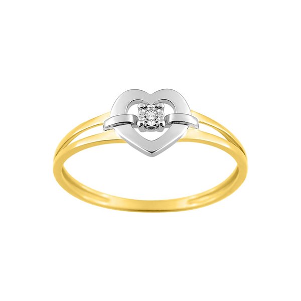 Bague diamant 0.01 Or Jaune 375 rhodiée