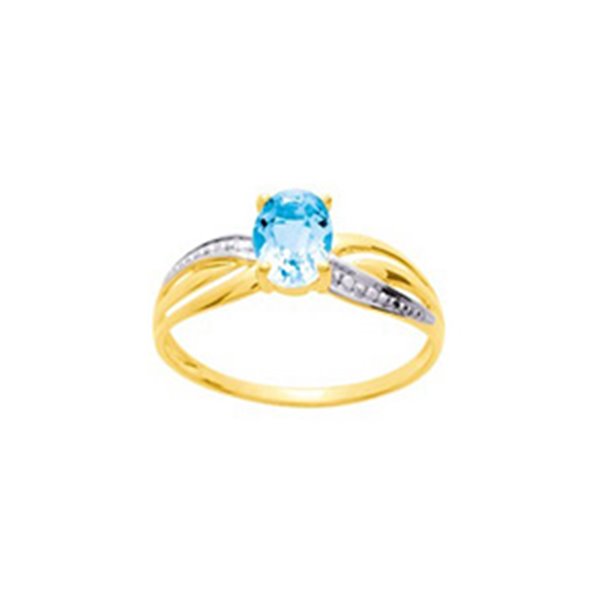 Bague topaze bleue traitée Or Jaune 375