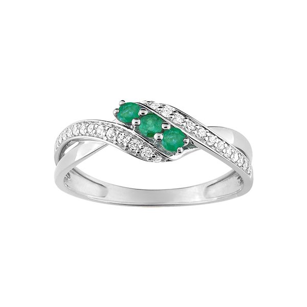 Bague émeraude oxyde(s) de zirconium Or Blanc 375