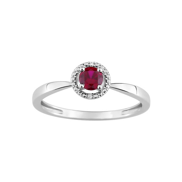 Bague rubis rouge oxyde(s) de zirconium Or Blanc 375