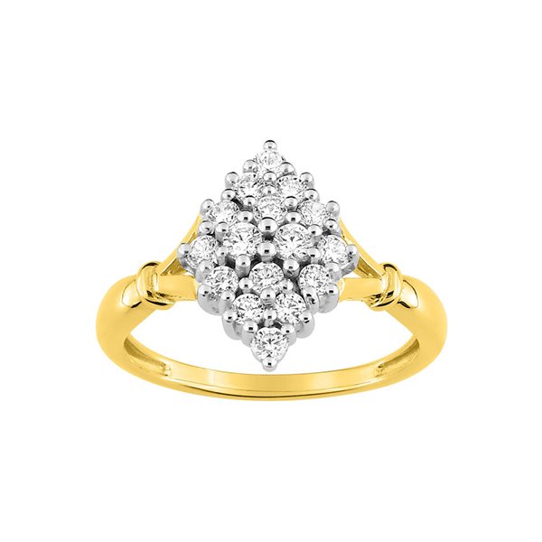 Bague diamant 0.46ct Or Jaune 375 rhodiée