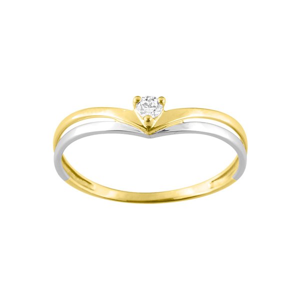 Bague oxyde de zirconium Or Jaune 375 rhodiée