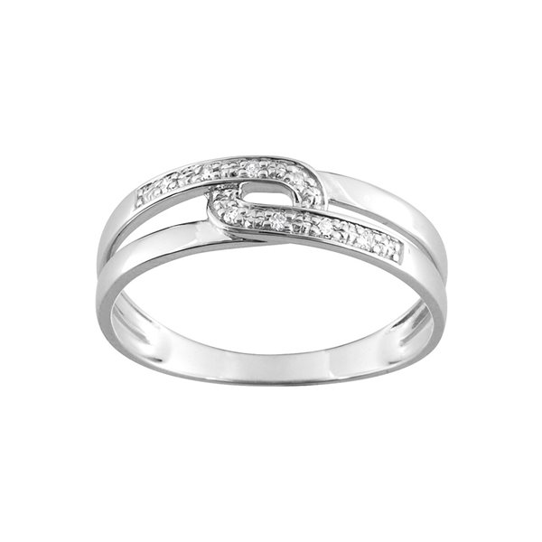 Bague oxydeq de zirconium Or Blanc 375