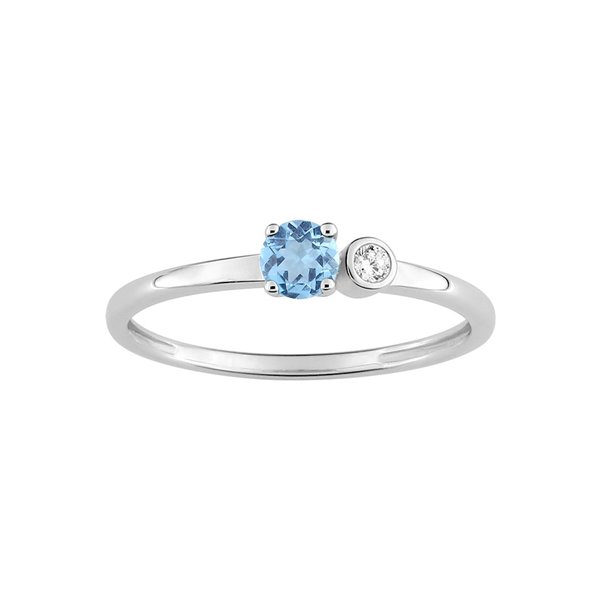 Bague topaze bleue traitée oxyde(s) de zirconium Or Blanc 375