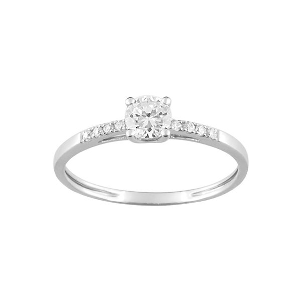 Bague oxydes de zirconium Or Blanc 375