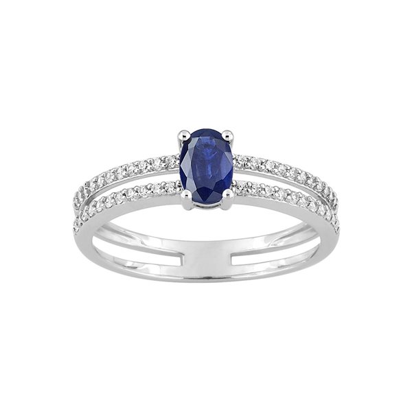 Bague saphir oxyde(s) de zirconium Or Blanc 375