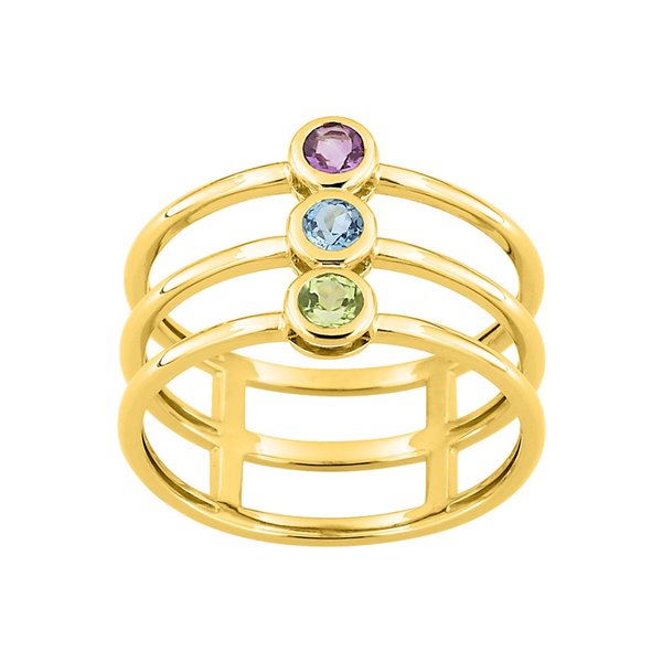 Bague améthyste pe topaze bleue traitée Or Jaune 375