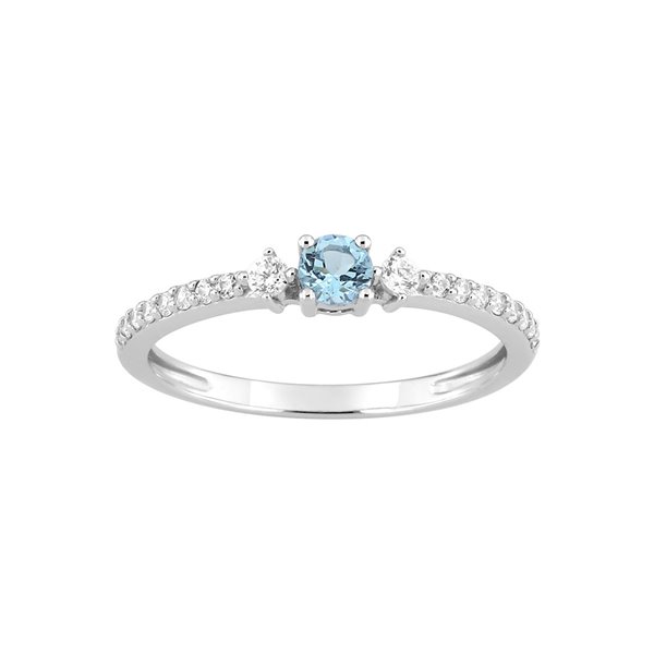 Bague topaze bleue traitée oxyde(s) de zirconium Or Blanc 375