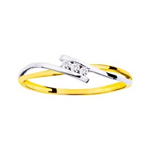 Bague diamant 0.03ct Or Jaune 375 rhodiée