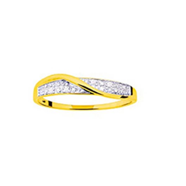 Bague diamant 0.02ct Or Jaune 375 rhodiée