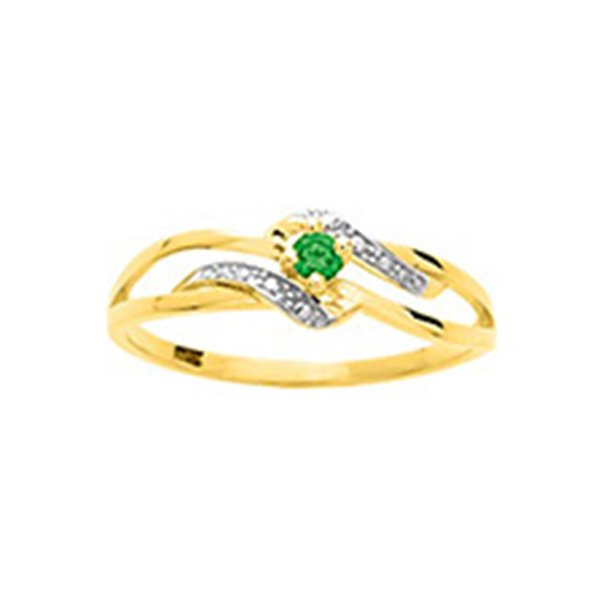 Bague émeraude Or Jaune 375 rhodiée