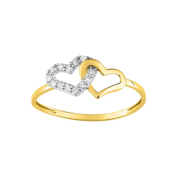 Bague oxydes de zirconium Or Jaune 375 rhodiée