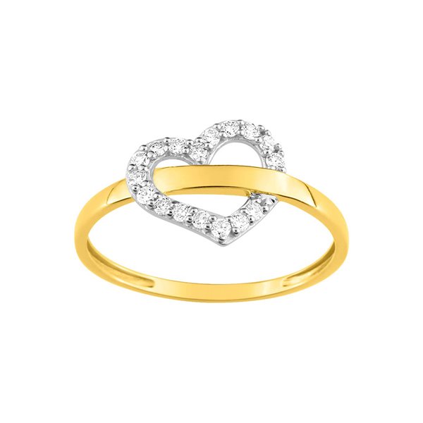 Bague oxydes de zirconium Or Jaune 375 rhodiée