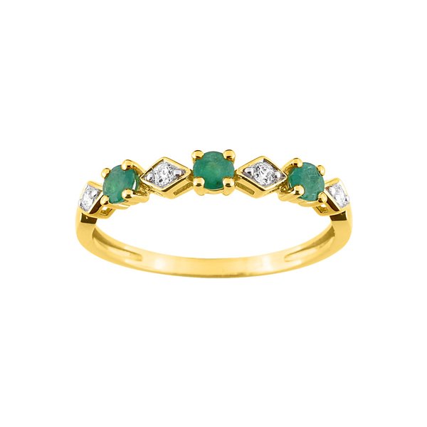 Bague émeraude oxyde(s) de zirconium Or Jaune et Blanc Or 375