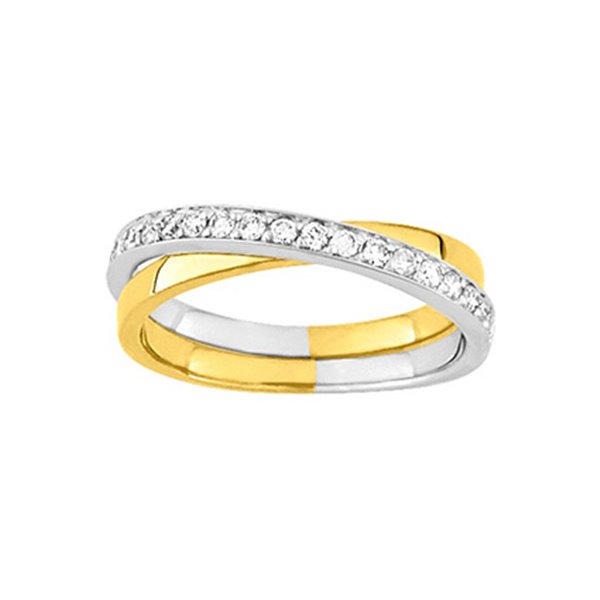Alliance croisée 19 diamants 0.27ct Or Jaune et blanc Or 750