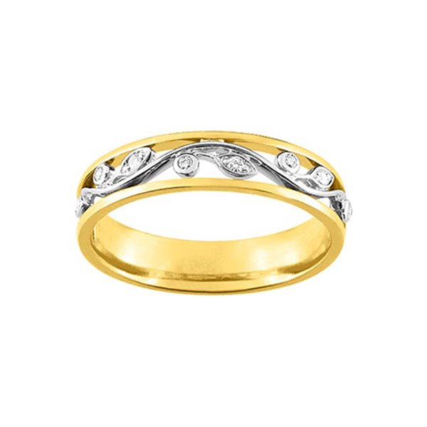 Alliance ruban 8 diamants 0.06ct Or Jaune et Blanc Or 375
