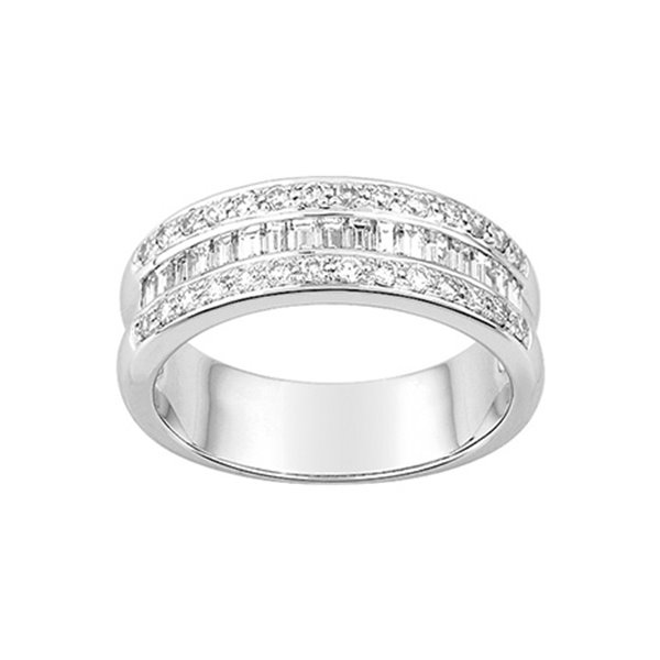Alliance demi.2 rangs diamant baguette 1.0ct Or Blanc 750