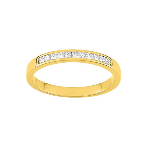Alliance demi diamant princesse 0.28ct Or Jaune 750