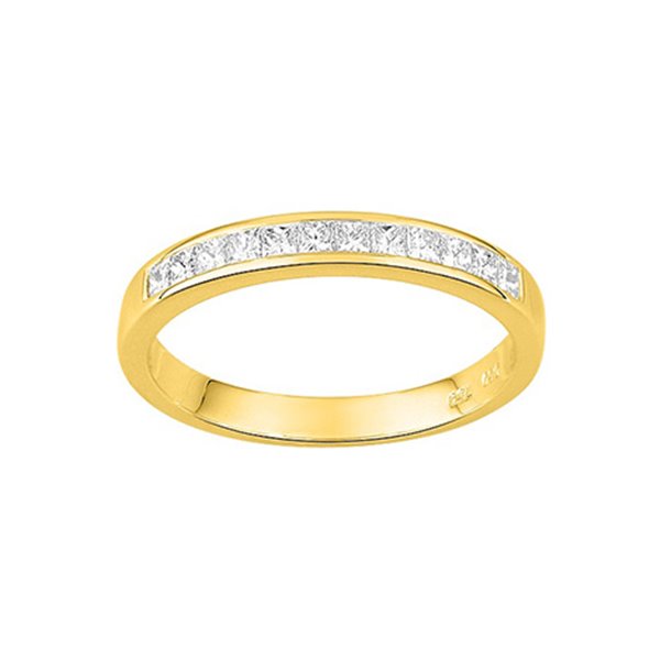 Alliance demi diamant princesse 0.50ct Or Jaune 750