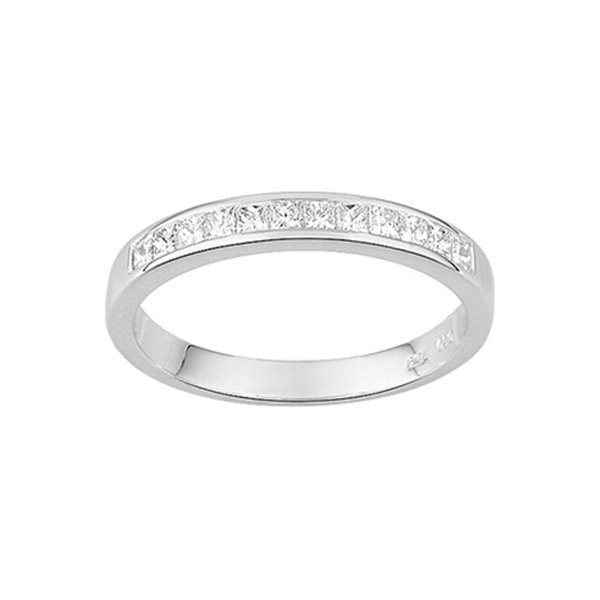 Alliance demi diamant princesse 0.50ct Or Blanc 750