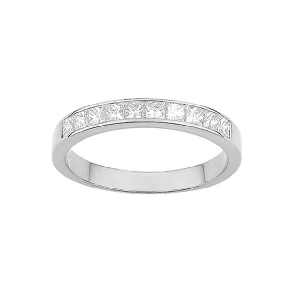 Alliance demi diamant princesse 0.70ct Or Blanc 750