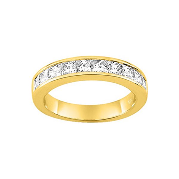 Alliance demi diamant princesse 1ct Or Jaune 750
