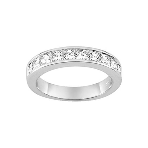 Alliance demi diamant princesse 1ct Or Blanc 750