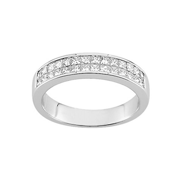 Alliance demi.2 rangs diamant princesse 0.60ct Or Blanc 750