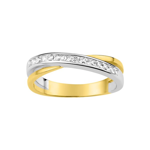 Alliance croisée 14 diamant princesse 0.37ct Or Jaune et blanc Or 750
