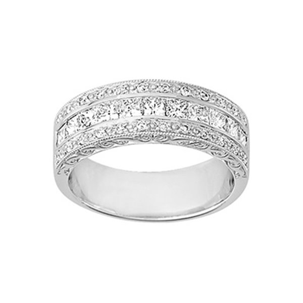 Alliance antique diamant 0.87ct Or Blanc 750