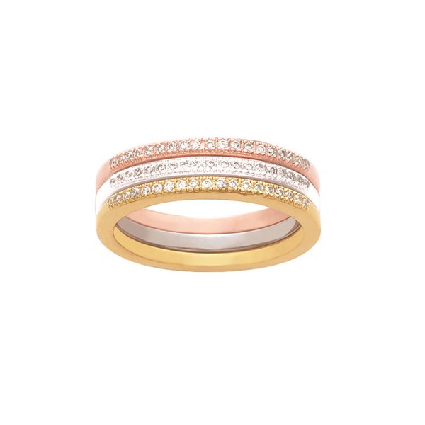 Alliance 3 Demi-Rêve diamants 0.25ct en Or Rose, Blanc et Jaune 750