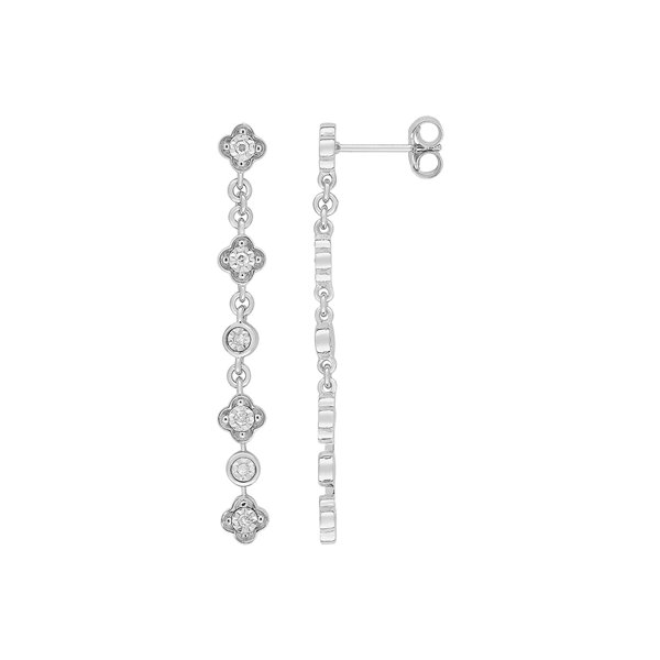 Boucles d'oreilles pendantes diamant 0.084 Or Blanc 750