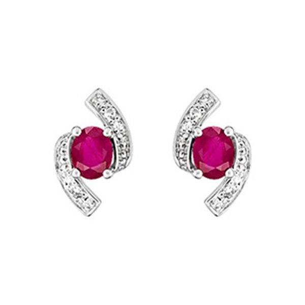 Boucles d'oreilles clou RU+ diamant 0.012 Or Blanc 750