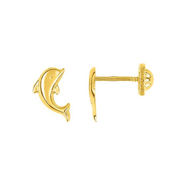 Boucles d'oreilles clou dauphin vis Or Jaune 750