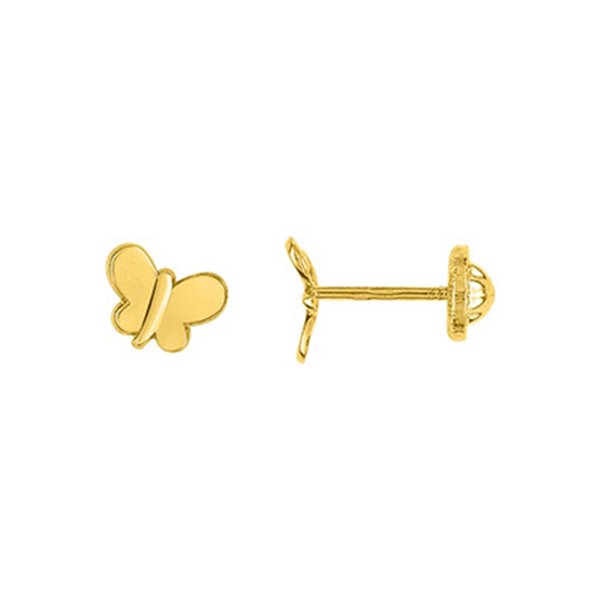 Boucles d'oreilles enfant papillon clou vis Or Jaune 750
