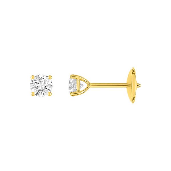 Boucles d'oreilles clou solitaire 0.75ct Or Jaune 750