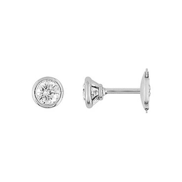 Boucles d'oreilles clou solitaire 0.4ct Or Blanc 750