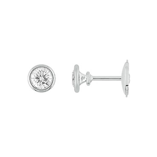 Boucles d'oreilles clou solitaire 0.5ct Or Blanc 750