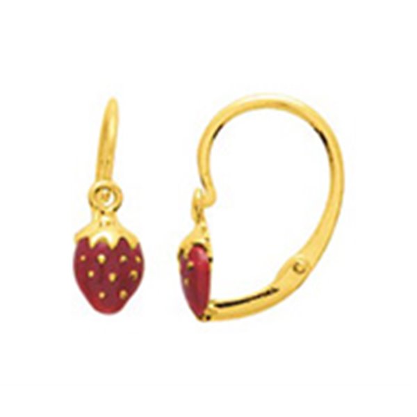 Boucles d'oreilles fraise brisu Or Jaune 375