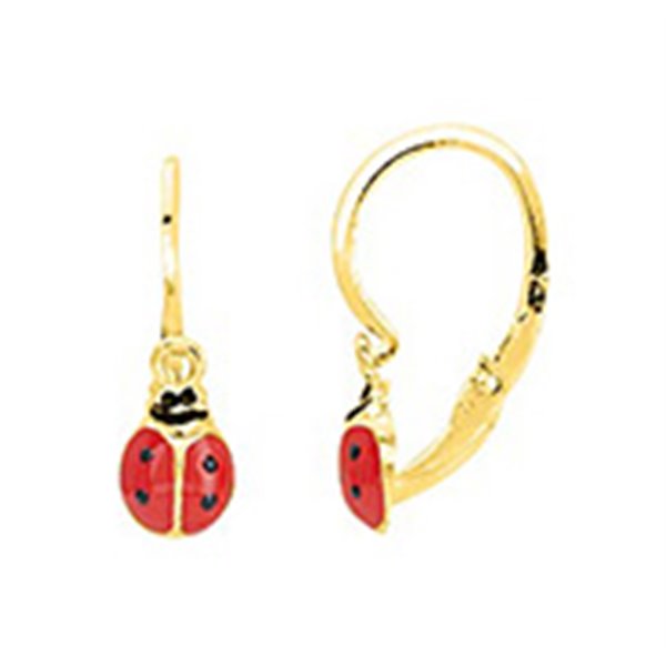 Boucles d'oreilles coccinelle brisu Or Jaune 375