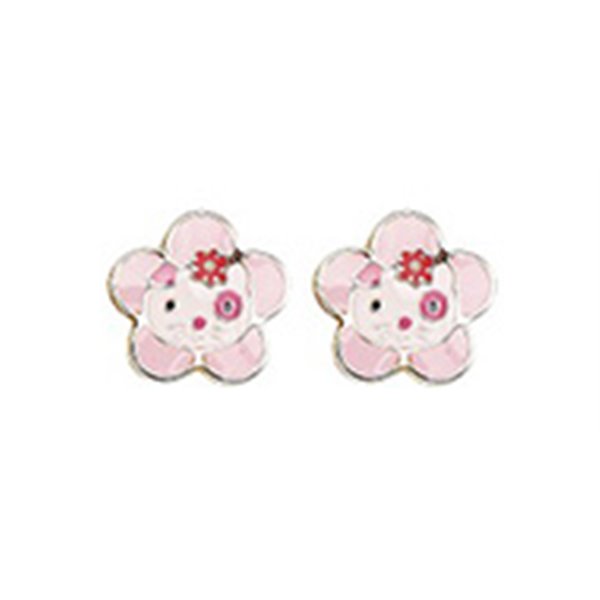 Boucles d'oreilles fleur clou Or Blanc 375