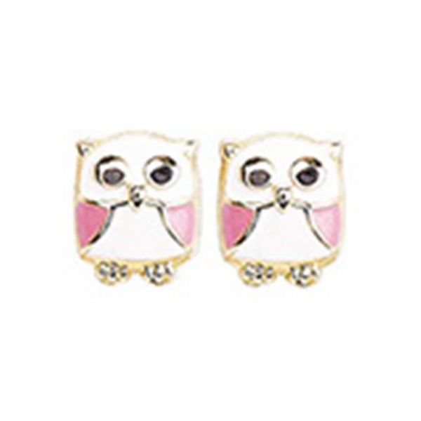 Boucles d'oreilles hibou clou Or Jaune 375